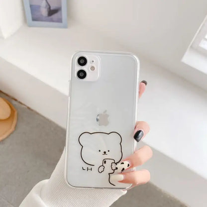 Bear Print Transparent Phone Case - iPhone 12 Pro Max / 12 