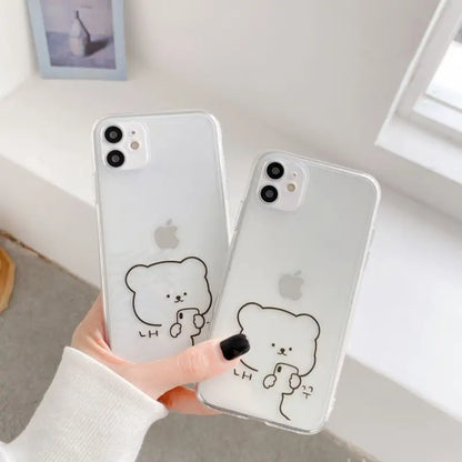 Bear Print Transparent Phone Case - iPhone 12 Pro Max / 12 