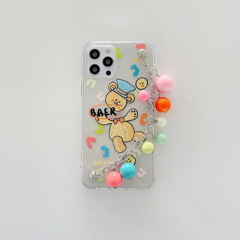 Bear Printing With Beads Chain iPhone Case BP235 - iphone 