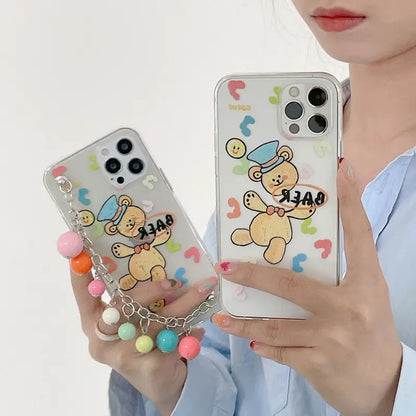 Bear Printing With Beads Chain iPhone Case BP235 - iphone 