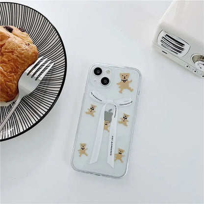 Bear Ribbon Transparent Phone Case - iPhone 13 Pro Max / 13 