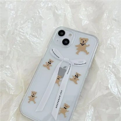 Bear Ribbon Transparent Phone Case - iPhone 13 Pro Max / 13 