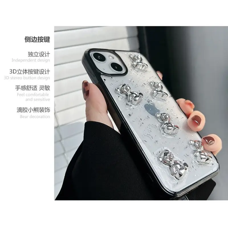 Bear Transparent Phone Case - iPhone 13 Pro Max / 13 Pro / 13 / 13 mini / 12 Pro Max / 12 Pro / 12 / 12 mini / 11 Pro Max / 11 Pro / 11 / SE / XS Max / XS / XR / X / SE 2 / 8 / 8 Plus / 7 / 7 Plus-4