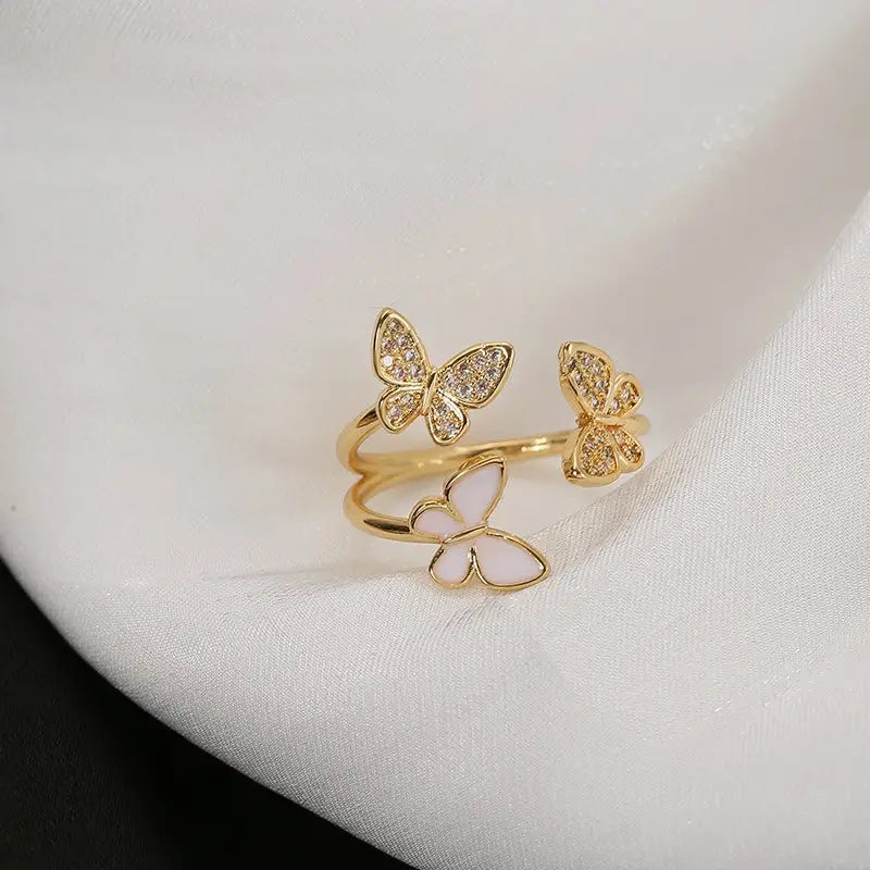 Bella Butterfly Gem Ring LIN11 - Gold