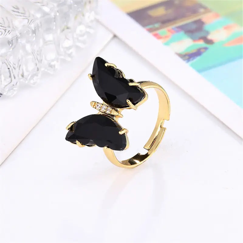 Big Butterfly Ring LIN70 - Black - Rings