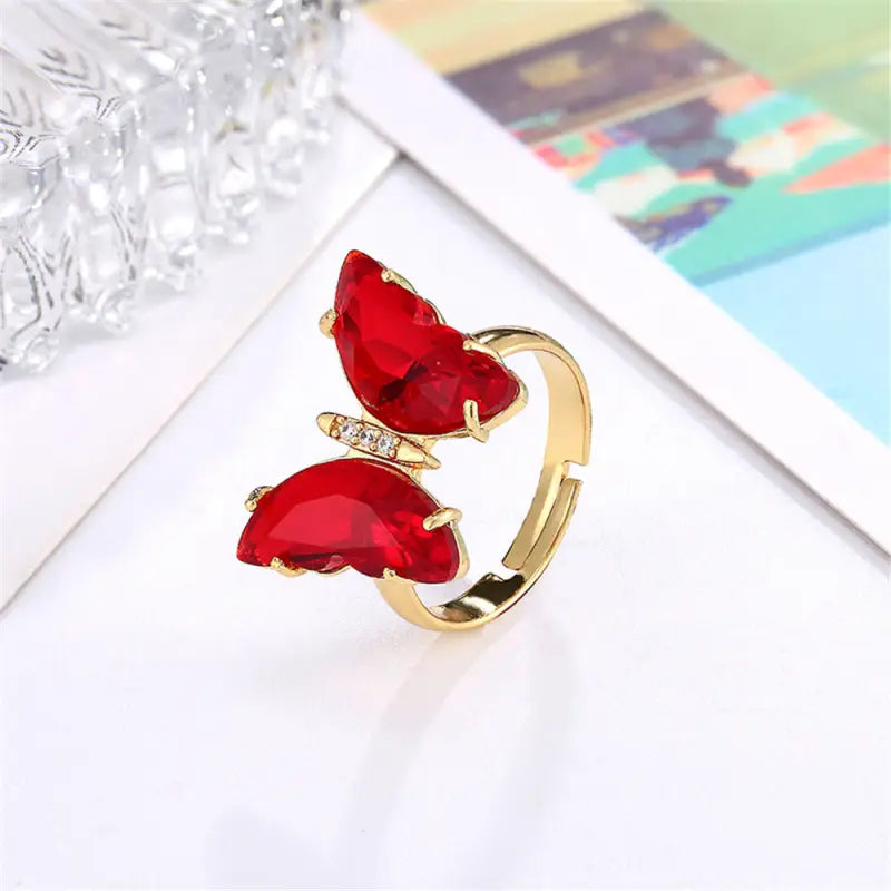 Big Butterfly Ring LIN70 - Red - Rings