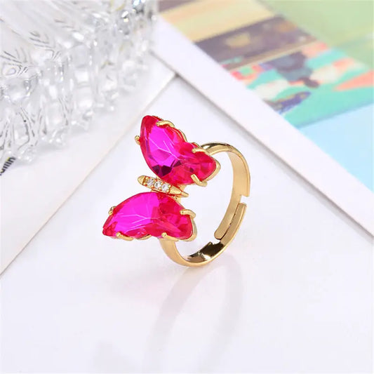 Big Butterfly Ring LIN70 - Rose Red - Rings