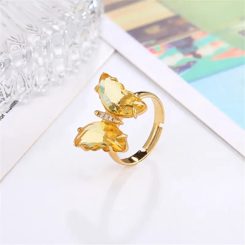 Big Butterfly Ring LIN70 - Yellow - Rings