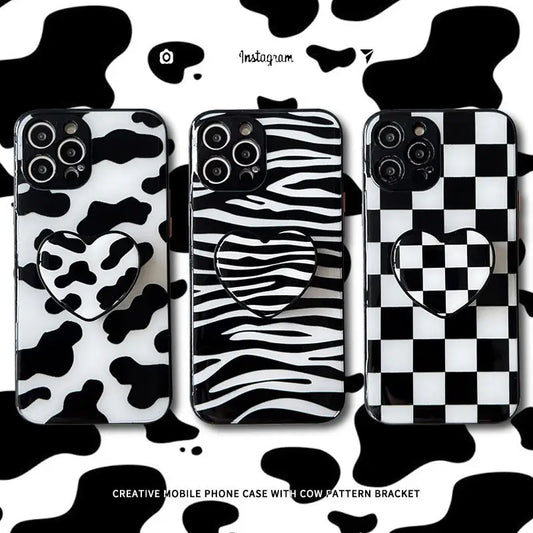 Black And White Printing With Heart Holder iPhone Case BP281