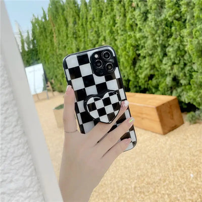 Black And White Printing With Heart Holder iPhone Case BP281