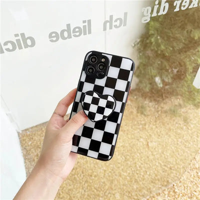 Black And White Printing With Heart Holder iPhone Case BP281