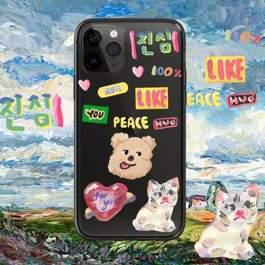 Black Cute Dog and Cat iPhone Case BP023 - iphone case