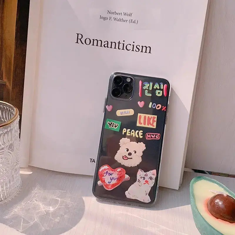 Black Cute Dog and Cat iPhone Case BP023 - iphone case