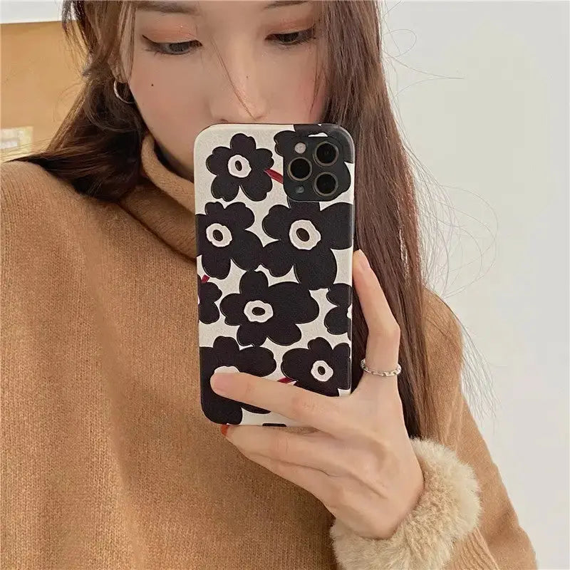 Black Flower Graphic iPhone Case BS011 - iphone case