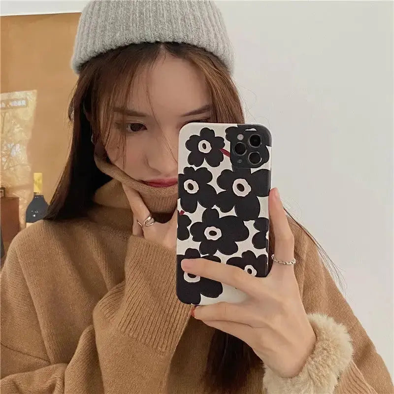Black Flower Graphic iPhone Case BS011 - iphone case