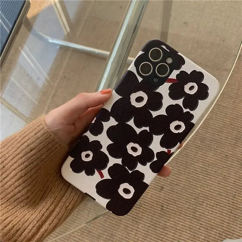 Black Flower Graphic iPhone Case BS011 - iphone case