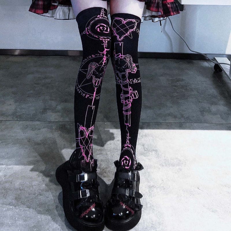 Black Pink Devil Summon Stockings ON829 - F