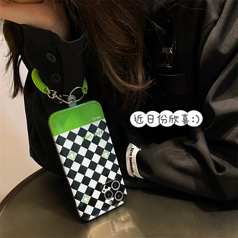 Black White Argyle Smile Face iPhone Case BP329 - iphone 