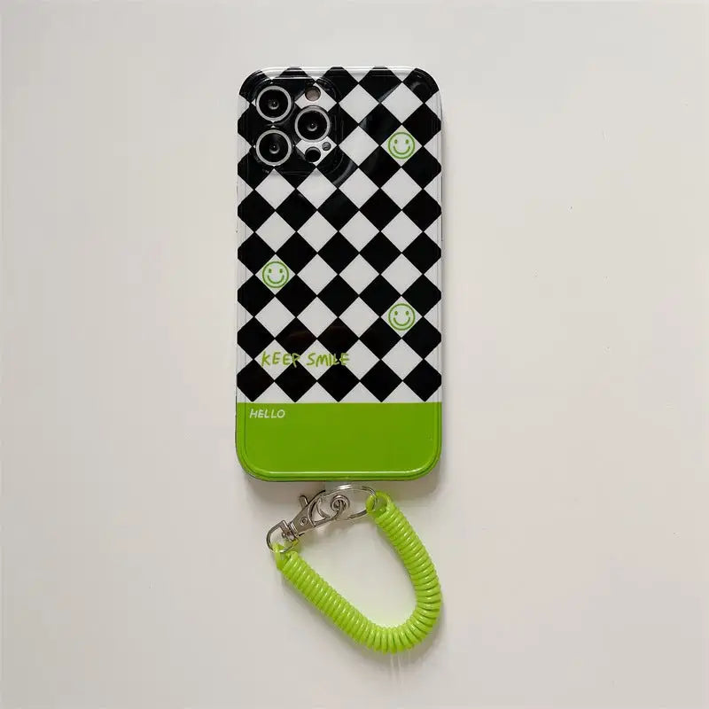 Black White Argyle Smile Face iPhone Case BP329 - iphone 