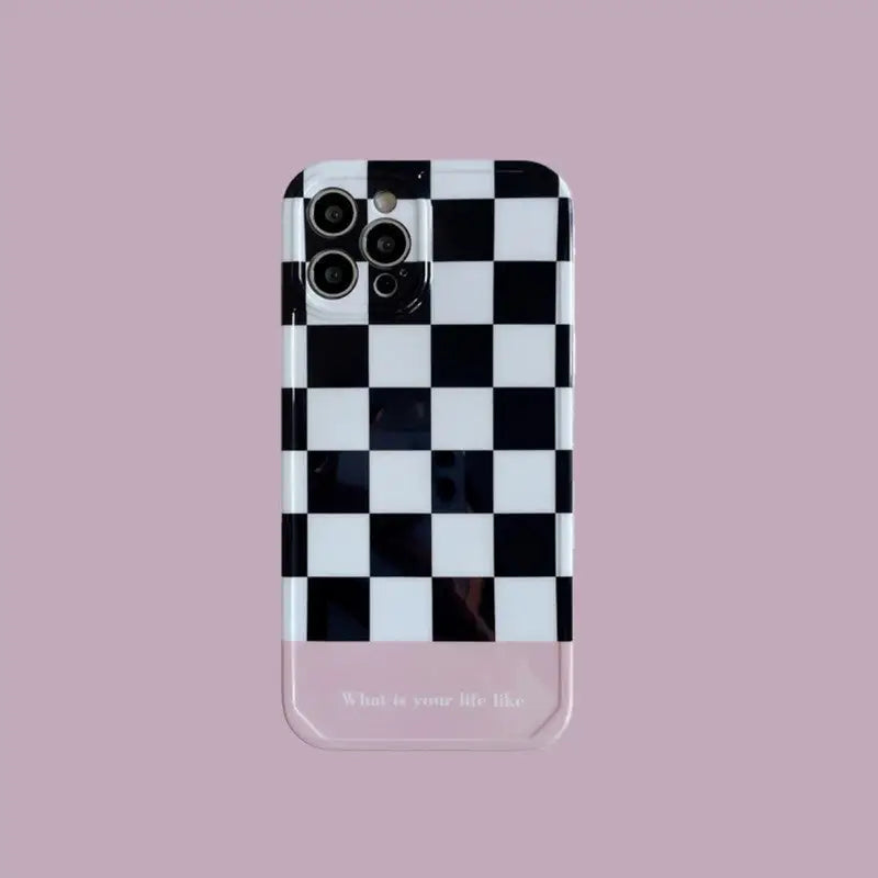 Black White Grid Printing iPhone Case BP341 - iphone case
