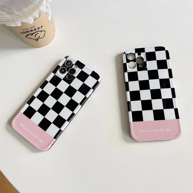 Black White Grid Printing iPhone Case BP341 - iphone case