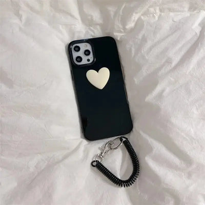 Black White Heart Chain iPhone Case - iphone case