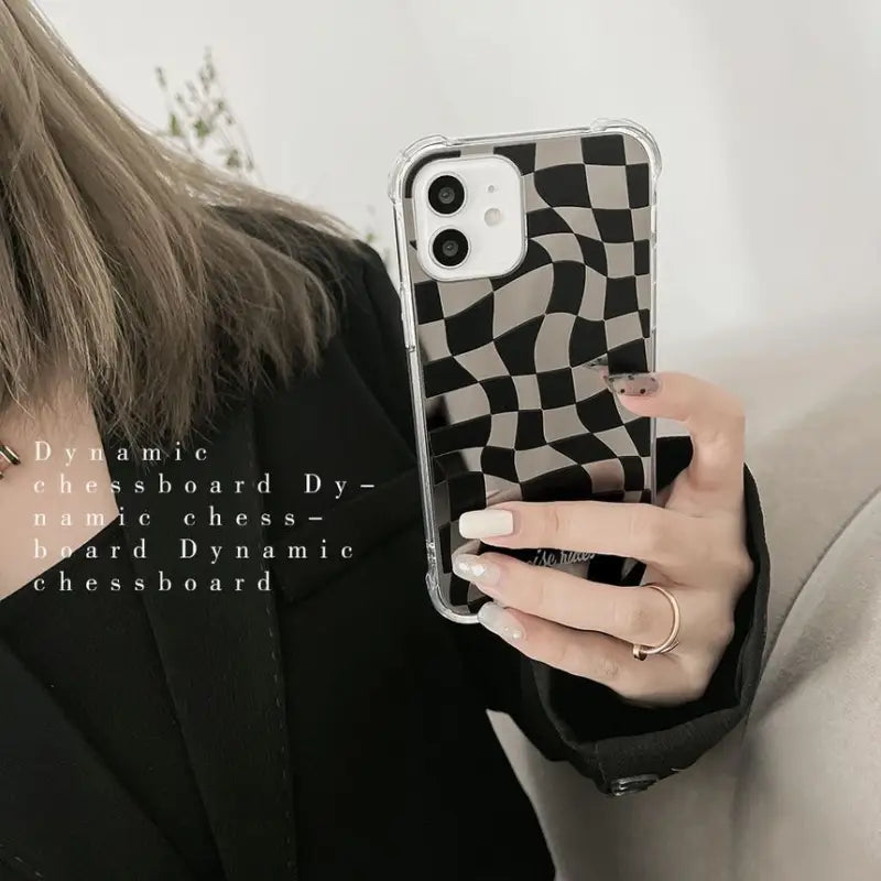 Black & White Mirrored Phone Case - Iphone 7 / 8 / Se, 7 Plus / 8 Plus, X / Xs, Xs Max, Xr, 11, 11 Pro, 11 Pro Max, 12 Mini, 12, 12 Pro, 12 Pro Max, 13mini, 13, 13pro, 13pro Max-5