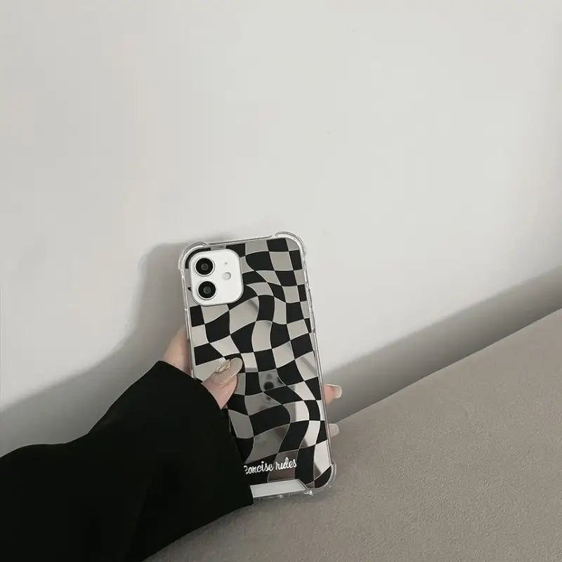 Black & White Mirrored Phone Case - Iphone 7 / 8 / Se, 7 Plus / 8 Plus, X / Xs, Xs Max, Xr, 11, 11 Pro, 11 Pro Max, 12 Mini, 12, 12 Pro, 12 Pro Max, 13mini, 13, 13pro, 13pro Max-15