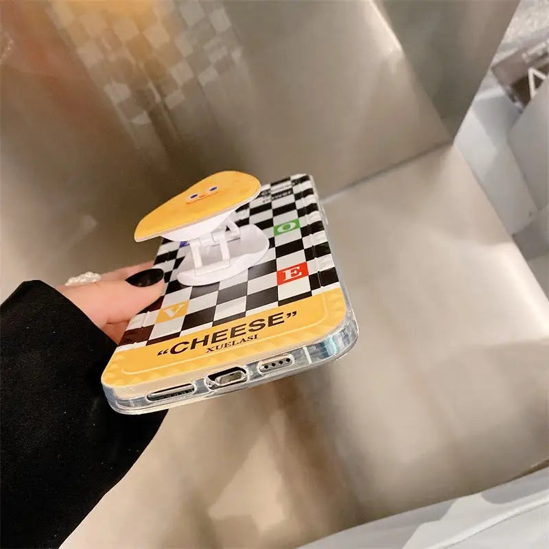 Black/White Grid With Cheese Holder iPhone Case BP298 - 