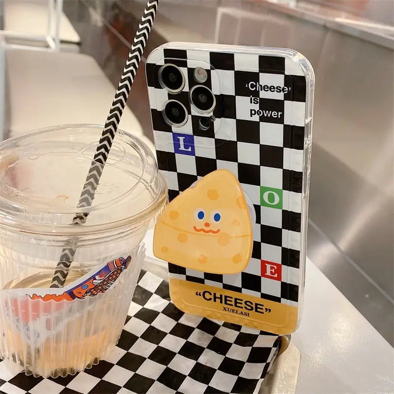 Black/White Grid With Cheese Holder iPhone Case BP298 - 