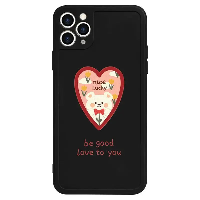 Black/White Nice Lucky Heart Bear iPhone Case BP144 - iphone