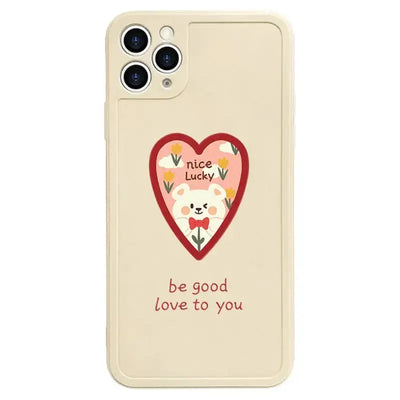 Black/White Nice Lucky Heart Bear iPhone Case BP144 - iphone