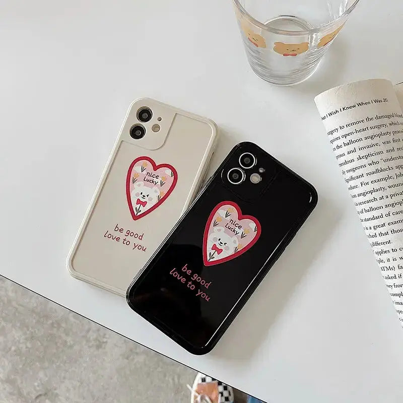 Black/White Nice Lucky Heart Bear iPhone Case BP144 - iphone