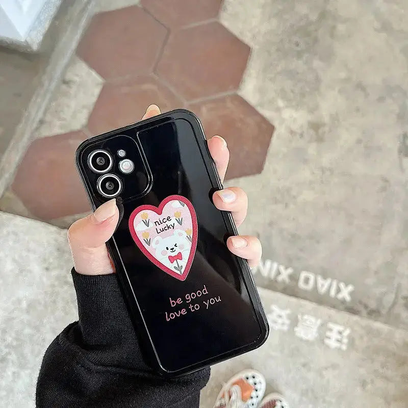 Black/White Nice Lucky Heart Bear iPhone Case BP144 - iphone