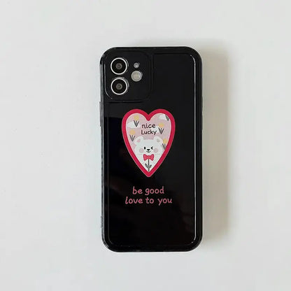 Black/White Nice Lucky Heart Bear iPhone Case BP144 - iphone