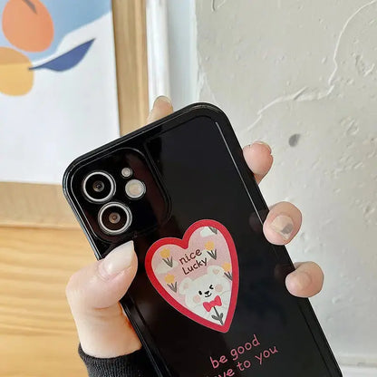 Black/White Nice Lucky Heart Bear iPhone Case BP144 - iphone