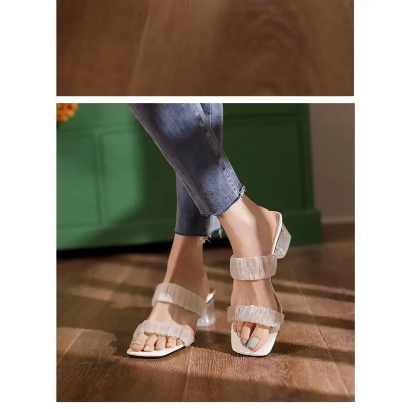 Block Heel Slide Sandals E802 - Sandals