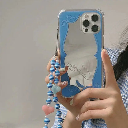 Blue Beaded Chain Mirror iPhone Case - iphone case