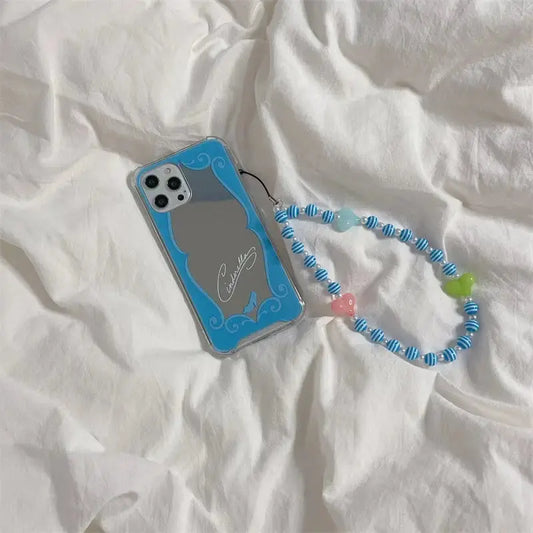 Blue Beaded Chain Mirror iPhone Case - iphone case