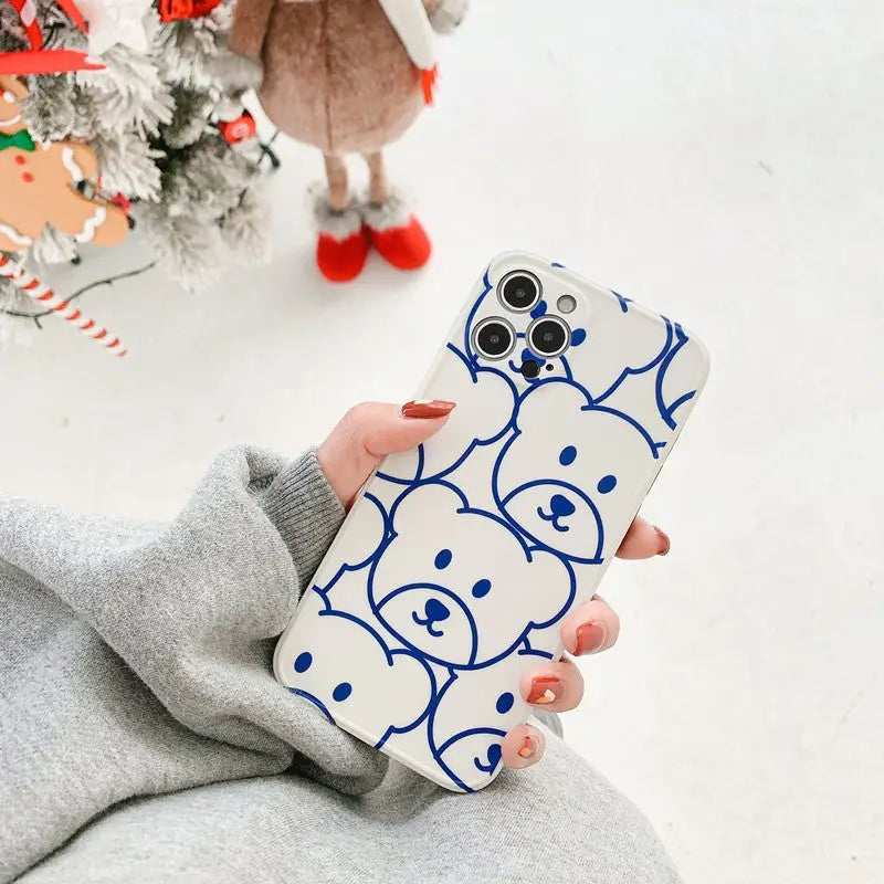 Blue Bear Face Drawing iPhone Case BP183 - iphone case