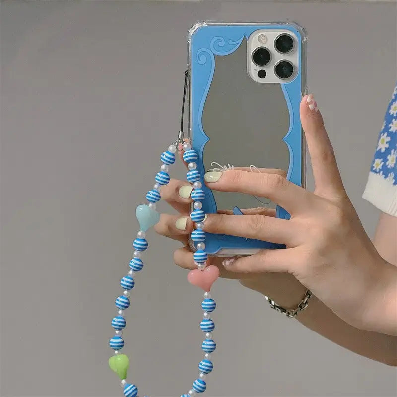 Blue Mirror With Beaded Chain iPhone Case BP316 - iphone 