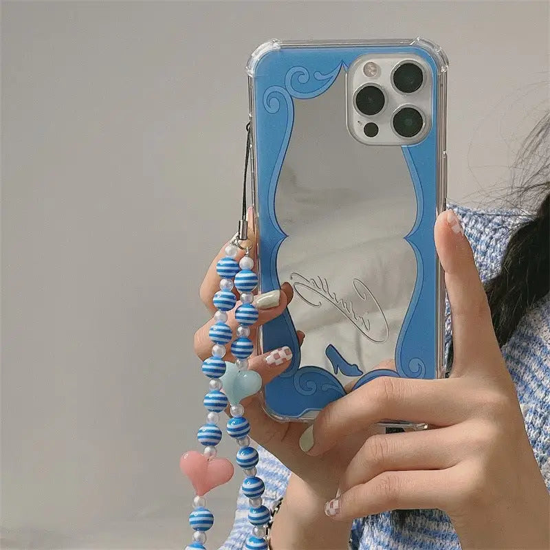 Blue Mirror With Beaded Chain iPhone Case BP316 - iphone 