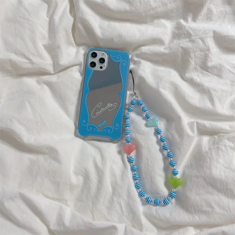 Blue Mirror With Beaded Chain iPhone Case BP316 - iphone 