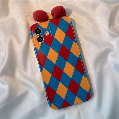 Bow Argyle Phone Case - iPhone 13 Pro Max / 13 Pro / 13 / 13