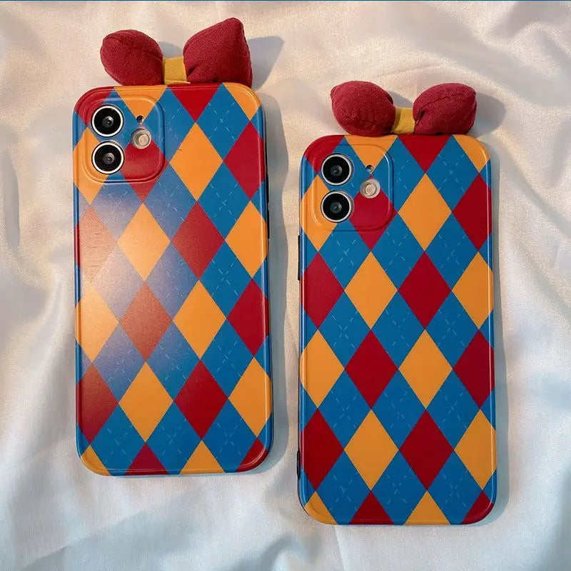 Bow Argyle Phone Case - iPhone 13 Pro Max / 13 Pro / 13 / 13