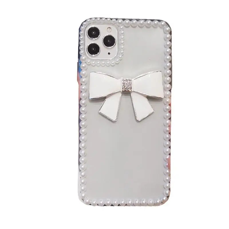 Bow Faux Pearl Transparent Phone Case - Samsung CW282 - 