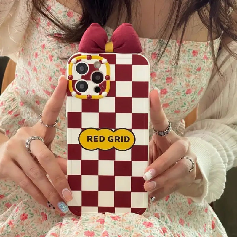 Bow Plaid Print Phone Case - iPhone 13 Pro Max / 13 Pro / 13 / 12 Pro Max / 12 Pro / 12 / 11 Pro Max / 11 Pro / 11 / XS Max / XR / XS / X / 8 Plus / 7 Plus-12