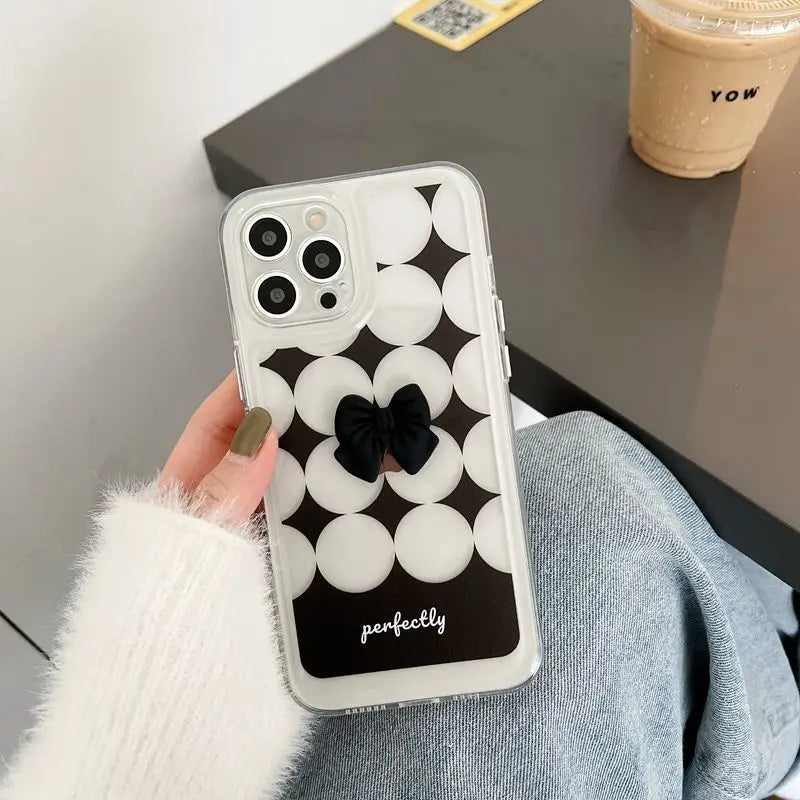 Bow Polka Dot Transparent Phone Case - iPhone 13 Pro Max / 