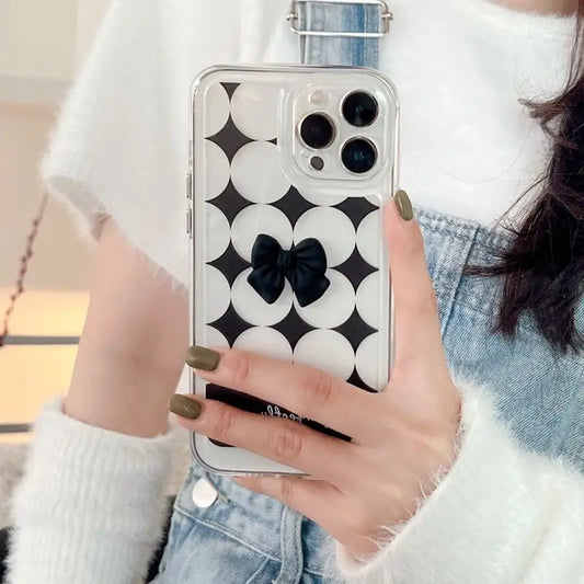 Bow Polka Dot Transparent Phone Case - iPhone 13 Pro Max / 