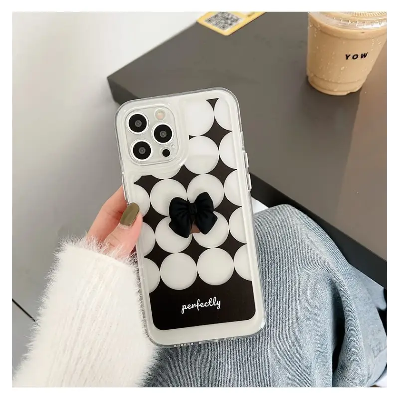 Bow Polka Dot Transparent Phone Case - iPhone 13 Pro Max / 